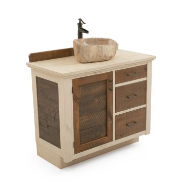 CUSTOM - Rustic Antiqued Farmhouse Vanity - 36" Sink Center w/ Custom Drawers (Standard 36" & 42" Sink Center vanities come w/ no working drawers)