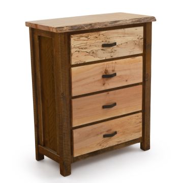 Rustic Chevron Barnwood 4 Drawer Chest - Barnwood Sides