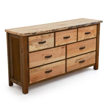 Rustic Chevron Barnwood 7 Drawer Dresser - Barnwood Sides