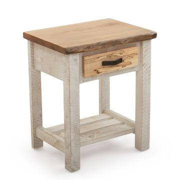 Rustic Chevron Cottage 1 Drawer Barnwood Nightstand