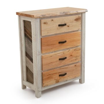 Coastal Chevron Cottage 4 Drawer Barnwood Chest - Weathered Gray