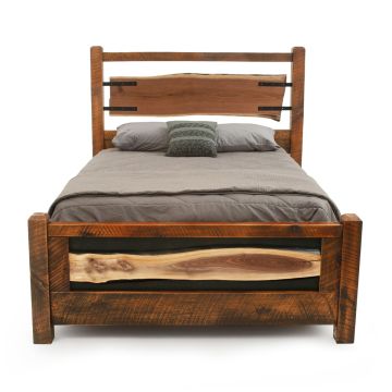 Live Edge Black Walnut Panel Bed 
