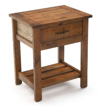 Rustic Whitewash Ranchero 1 Drawer Barnwood Nightstand - Antique Barnwood Frame Finish