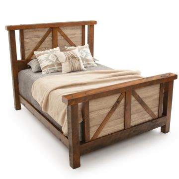 Rustic Whitewash Ranchero Barnwood Bed - Antique Barnwood Finish