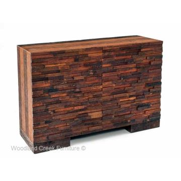 Stacked Wood Sideboard with Hidden Drawers
