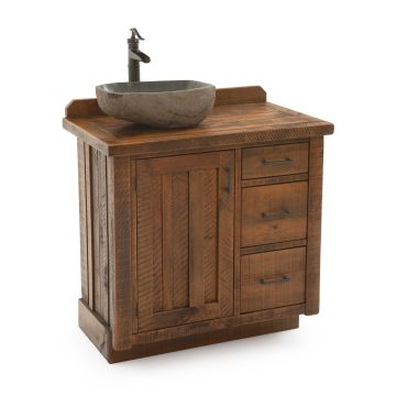 CUSTOM - Timberland Rustic Barnwood Vanity- 36" Sink Center w/ Custom Drawers (Standard 36" & 42" Sink Center vanities come w/ no working drawers)