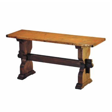 Copper Console Table with Trestle Base