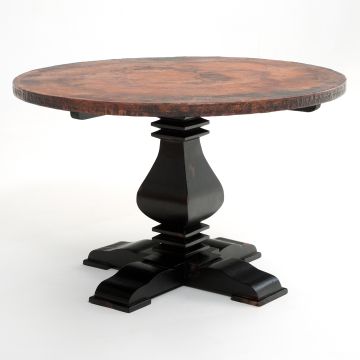 Treaveau Hammered Copper Pedestal Dining Table