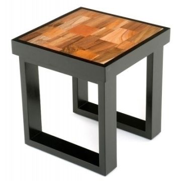 Rustic Modern End Table Made with Reclaimed Wood in Butcher Block