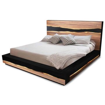 Urban Rustic Wildwood Deluxe Platform Bed - Live Edge Ebony