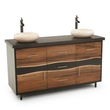 Urban Rustic Wildwood Vanity - 60" & 72" - Flat Edge Ebony Maple Top