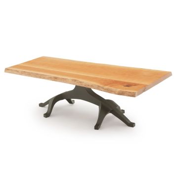 Live Edge Tree of Life Coffee Table - Cherry Table Top - Natural Clear Finish - Black Steel Table Base