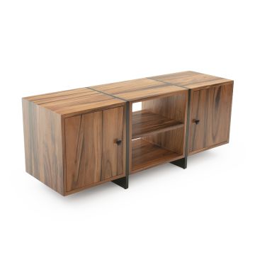Modern Golden Walnut Entertainment Center