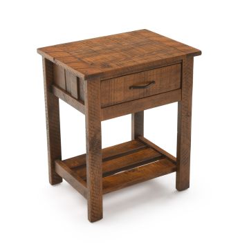 Prairie Pines Rustic 1 Drawer Barnwood Nightstand - Antique Barnwood Finish