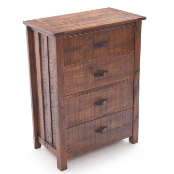 Prairie Pines Rustic 4 Drawer Barnwood Chest - Antique Barnwood Finish