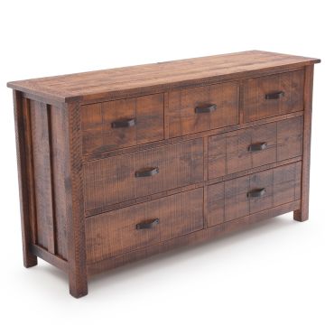 Prairie Pines Rustic 7 Drawer Barnwood Dresser - Antique Barnwood Finish