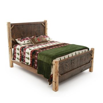 River Rustic Lumberman Barnwood Panel Bed
