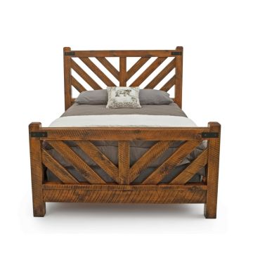 River Rustic Waves of Grain Barnwood Timber Bed - Antique Barnwood Finish