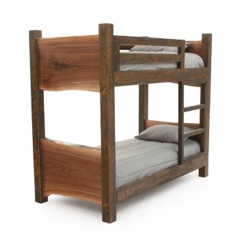 Rustic Live Edge Walnut Panel Bunk Bed 