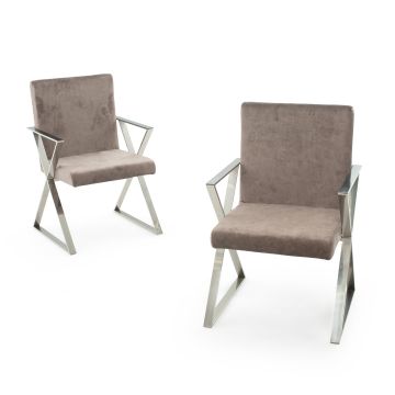 Double X Upholstered Dining Chair - Polished Stainless Steel legs