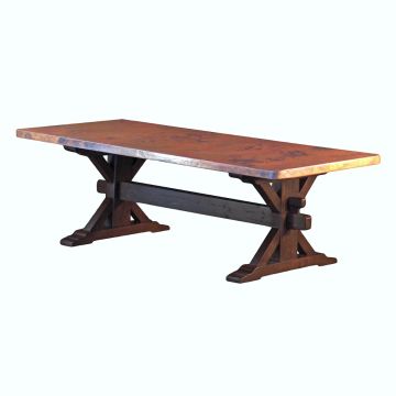 X Trestle Hammered Copper Dining Table
