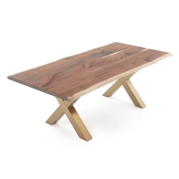XX Hardwood Modern Live Edge Writing Desk - Black Walnut - Gold Steel Base