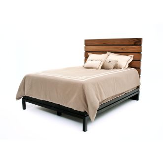 Modern Golden Walnut Slat Bed