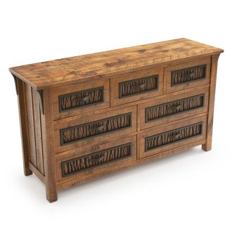 Autumn Forest Rustic 7 Drawer Barnwood Dresser