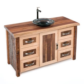 Modern Live Edge Walnut & Barnwood Vanity - 54" Sink Center