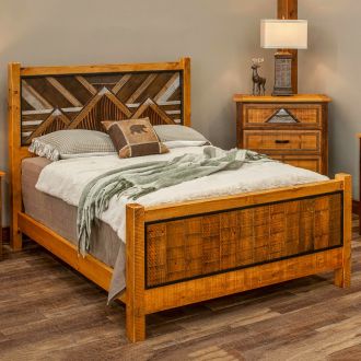 Mountain Horizon Sunrise Barnwood Bed