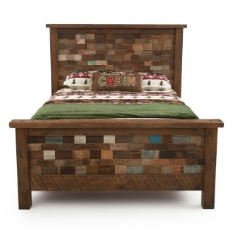 River Rustic Tinted Brick Barnwood Bed - Antique Barnwood Finish