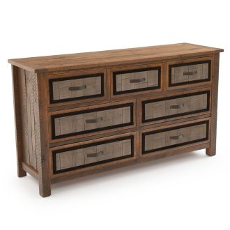 River Rustic Weathered 7 Drawer Barnwood Dresser - Antique Barnwood Finish