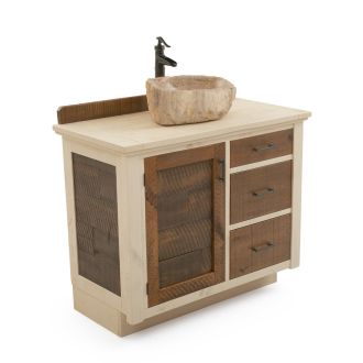 CUSTOM - Rustic Antiqued Farmhouse Vanity - 36" Sink Center w/ Custom Drawers (Standard 36" & 42" Sink Center vanities come w/ no working drawers)