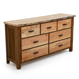 Rustic Chevron Barnwood 7 Drawer Dresser - Barnwood Sides