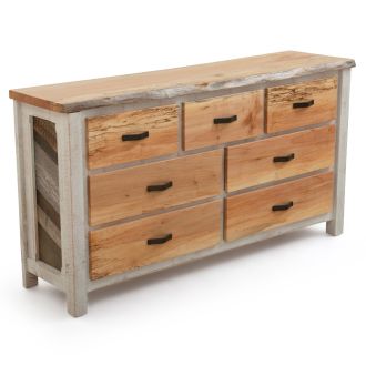 Coastal Chevron Cottage 7 Drawer Barnwood Dresser - Weathered Gray