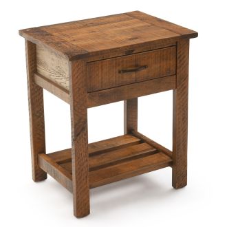 Rustic Whitewash Ranchero 1 Drawer Barnwood Nightstand - Antique Barnwood Frame Finish
