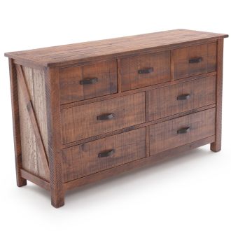 Rustic Whitewash Ranchero 7 Drawer Barnwood Dresser - Antique Barnwood Frame Finish