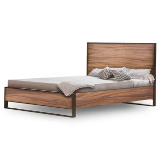 Urban Rustic Golden Walnut Panel Bed