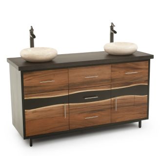 Urban Rustic Wildwood Vanity - 60" & 72" - Flat Edge Ebony Maple Top