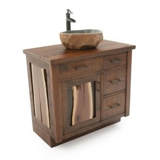CUSTOM - Walnut Falls Rustic Barnwood Vanity - 36" Sink Center w/ Custom Drawers (Standard 36" & 42" Sink Center vanities come w/ no working drawers)