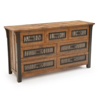 Winter Forest Rustic 7 Drawer Barnwood Dresser